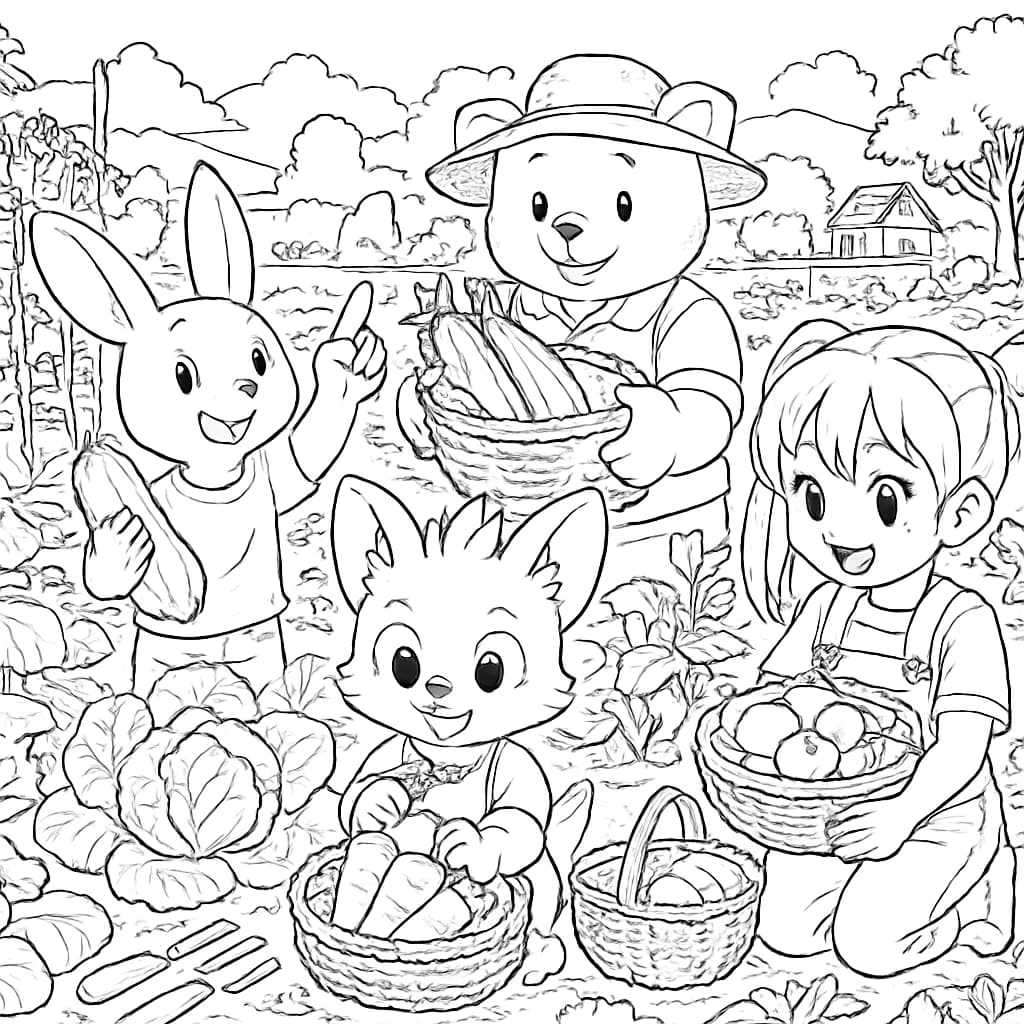 Sprunki Coloring Pages – Garden Harvest Coloring Page for Adults