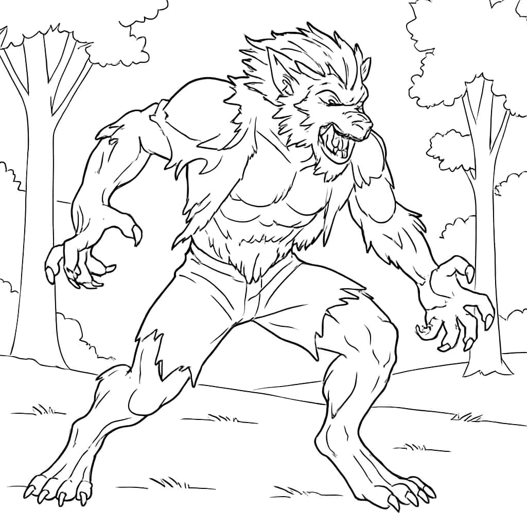 Werewolf Coloring Pages - Dynamic Transformation for Teens