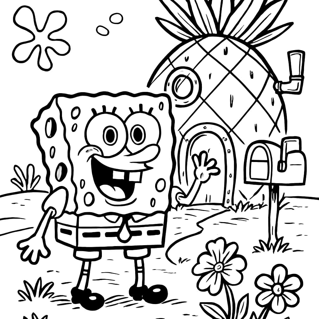 SpongeBob 涂色页:菠萝屋场景