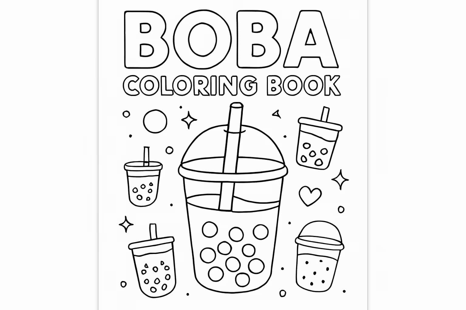 Boba Coloring Pages | Printable Bubble Tea Art