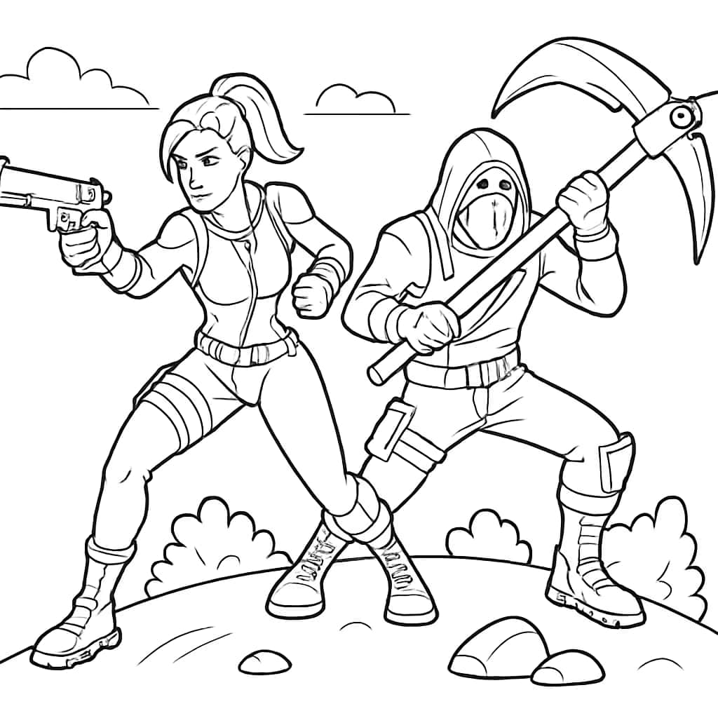 Fortnite раскраски — Дуэльная битва