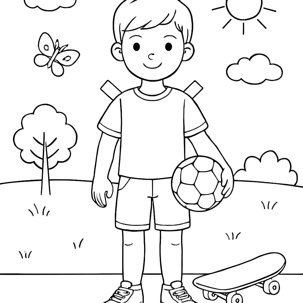 Paper Dolls Coloring Pages – Paper Doll Boy with Toys