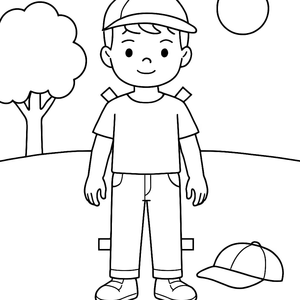 Paper Dolls Coloring Pages – Paper Doll Boy and Hat