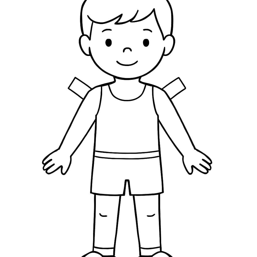 Paper Dolls Coloring Pages - Basic Paper Doll Boy for Toddlers