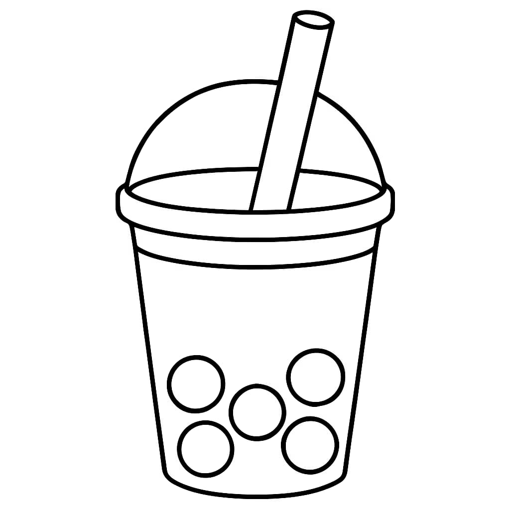Boba Coloring Pages – Easy Boba Cup with Straw Printable for Toddlers