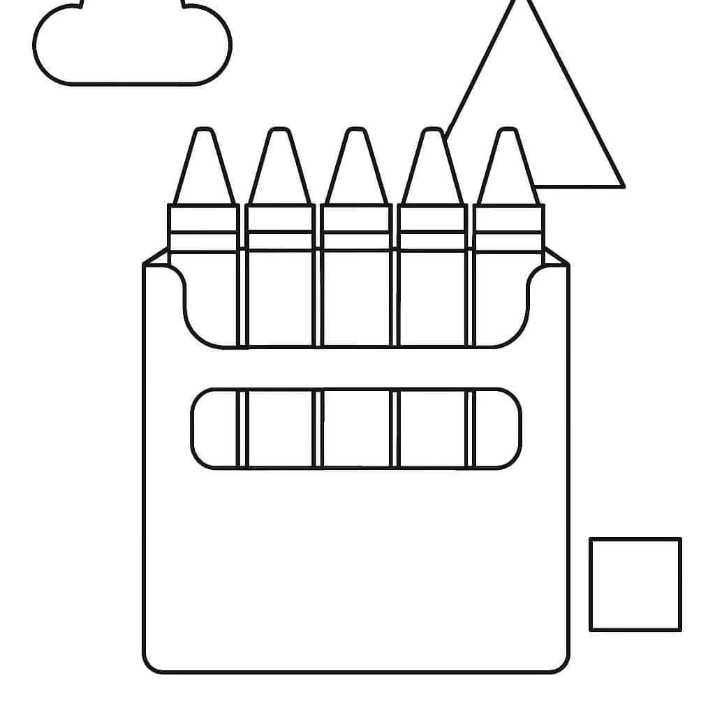 Crayon Coloring Pages: pagina da colorare con scatola di pastelli