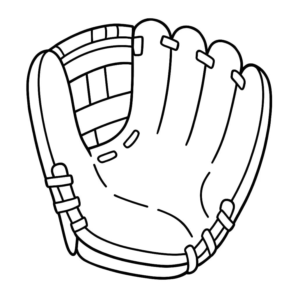 棒球涂色頁:簡單棒球手套適合幼兒
