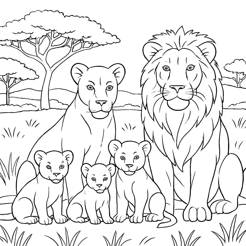 Lion Coloring Pages – Lion Pride Group Printable for Teens