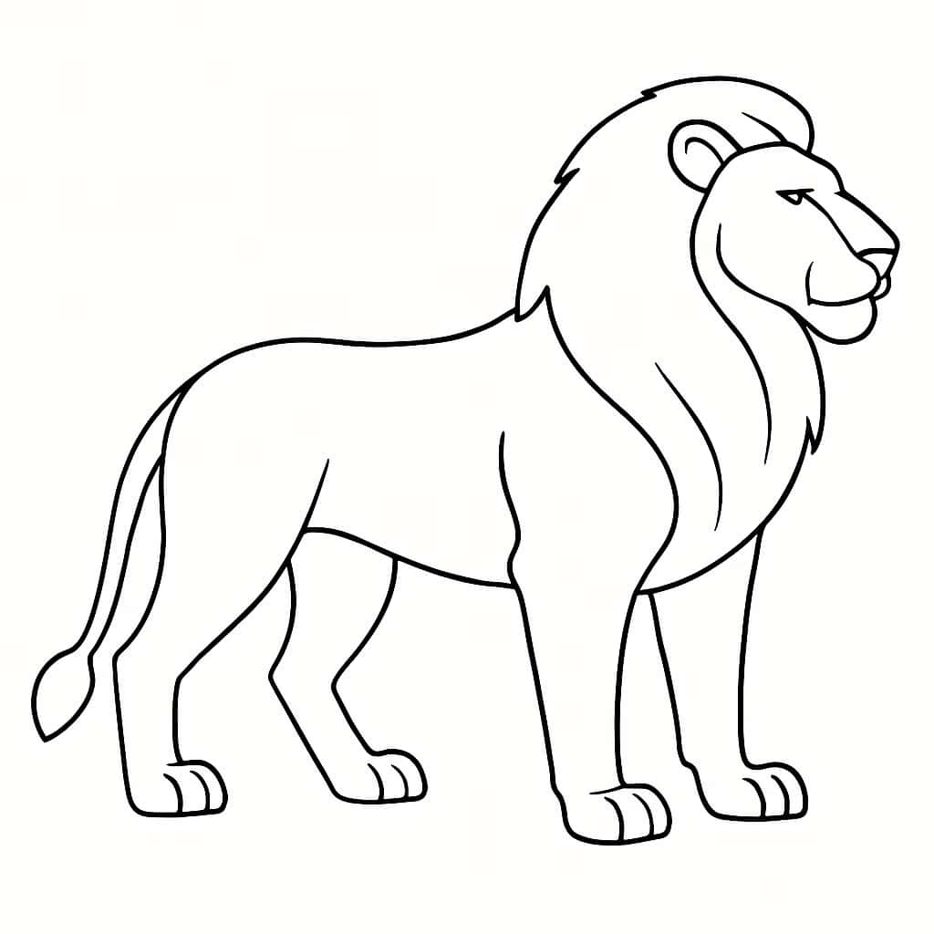 Lion Coloring Pages | Easy Standing Lion for Toddlers