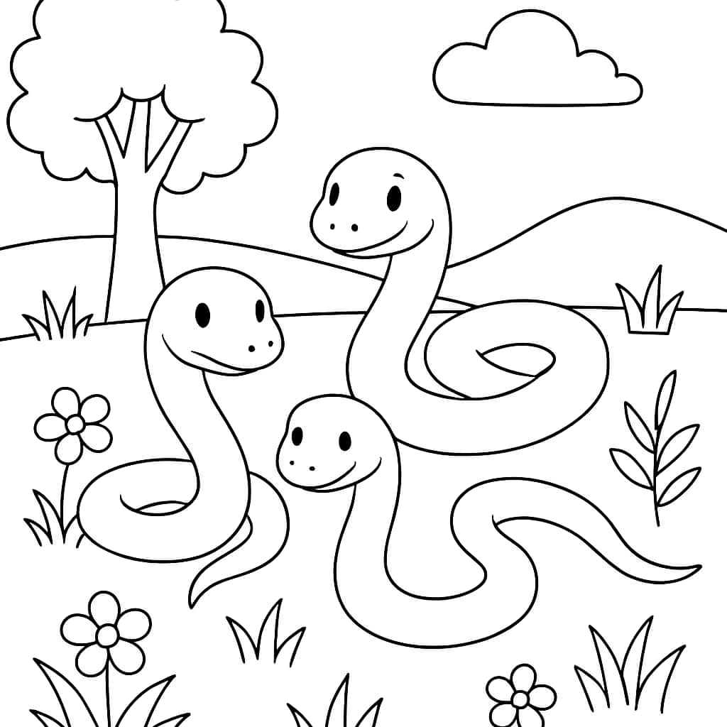Snake Coloring Pages - Snake Family Coloring Page for Kids