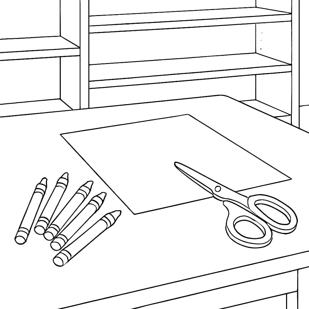 Crayon Coloring Pages - Tavolo per Lavoretti con Pastelli da Colorare