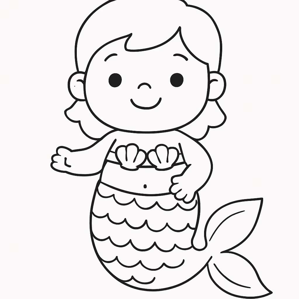 美人魚涂色頁|幼兒簡易版