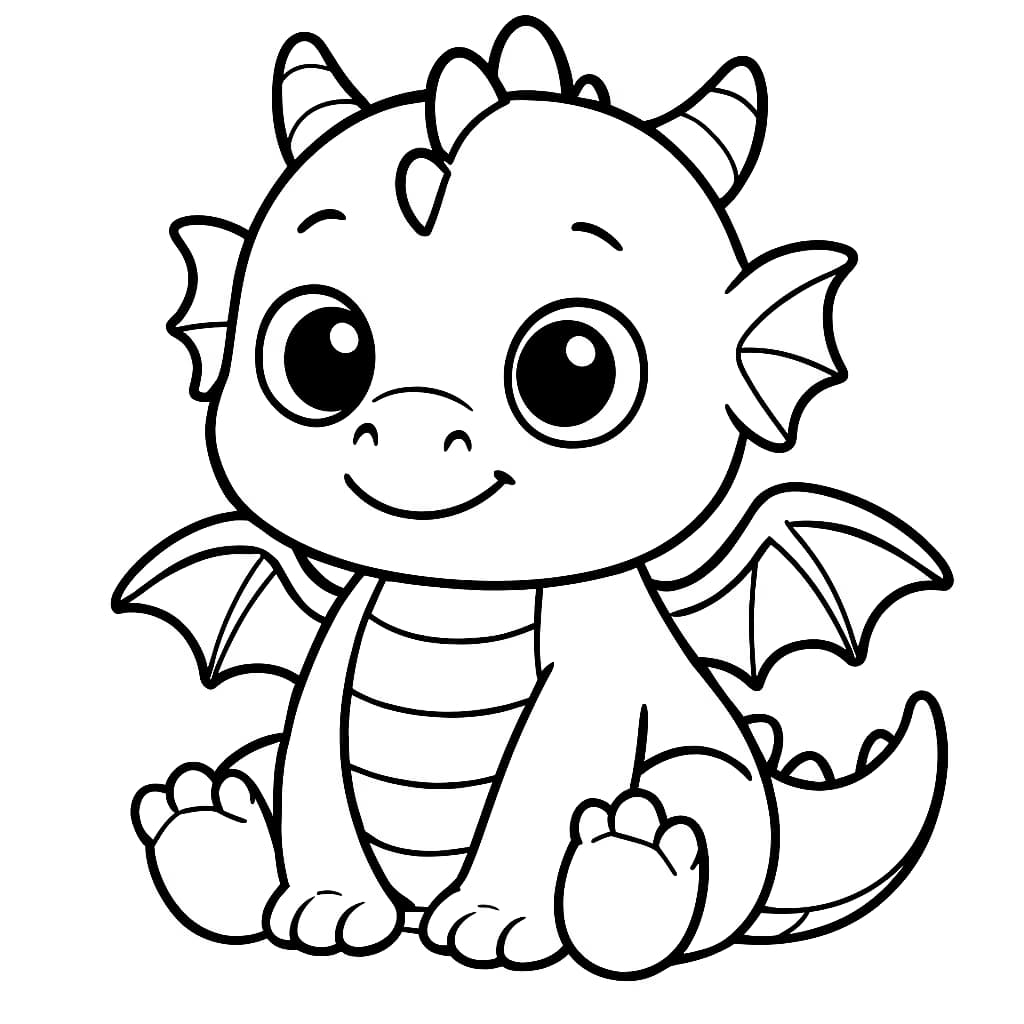 드래곤 색칠공부 페이지 – 귀여운 아기 드래곤