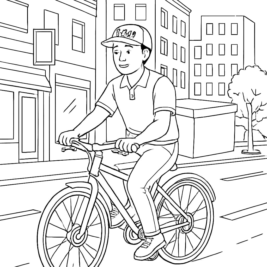 Pizza Coloring Pages – Pizza Delivery Bike Printable for Teens