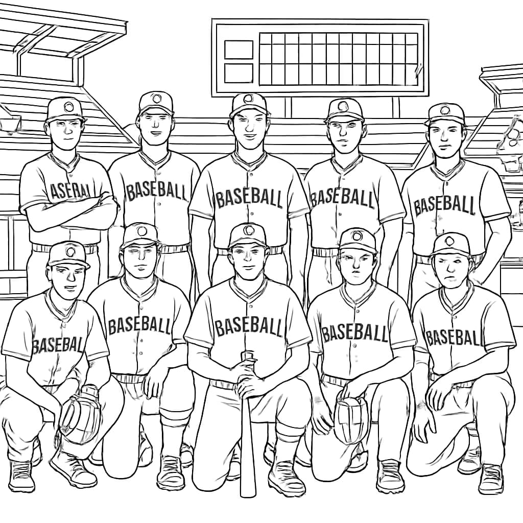 棒球涂色页:棒球隊團體肖像專頁
