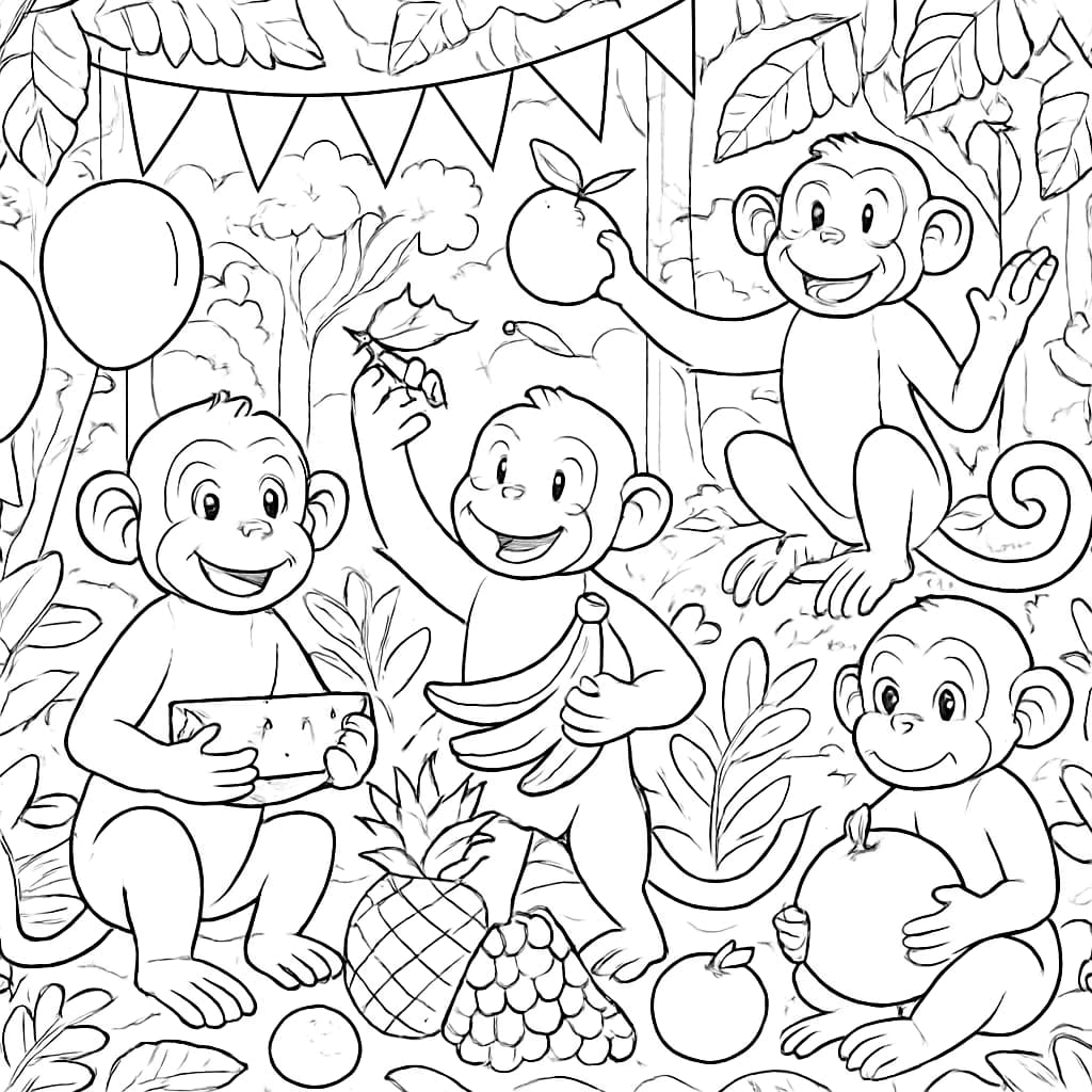 Páginas para Colorir de Macacos