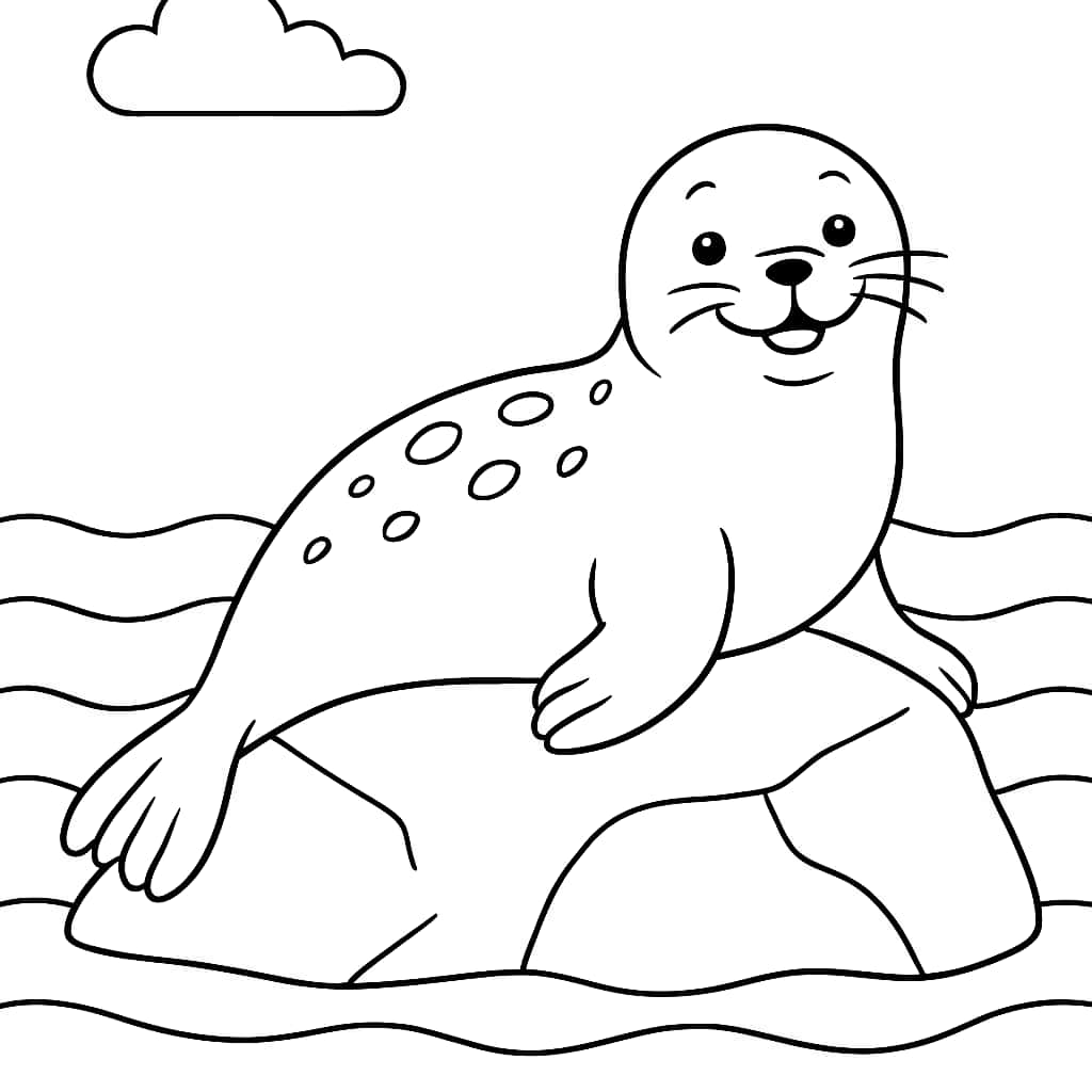 Ocean Animals Coloring Pages - Playful Seal Coloring Page