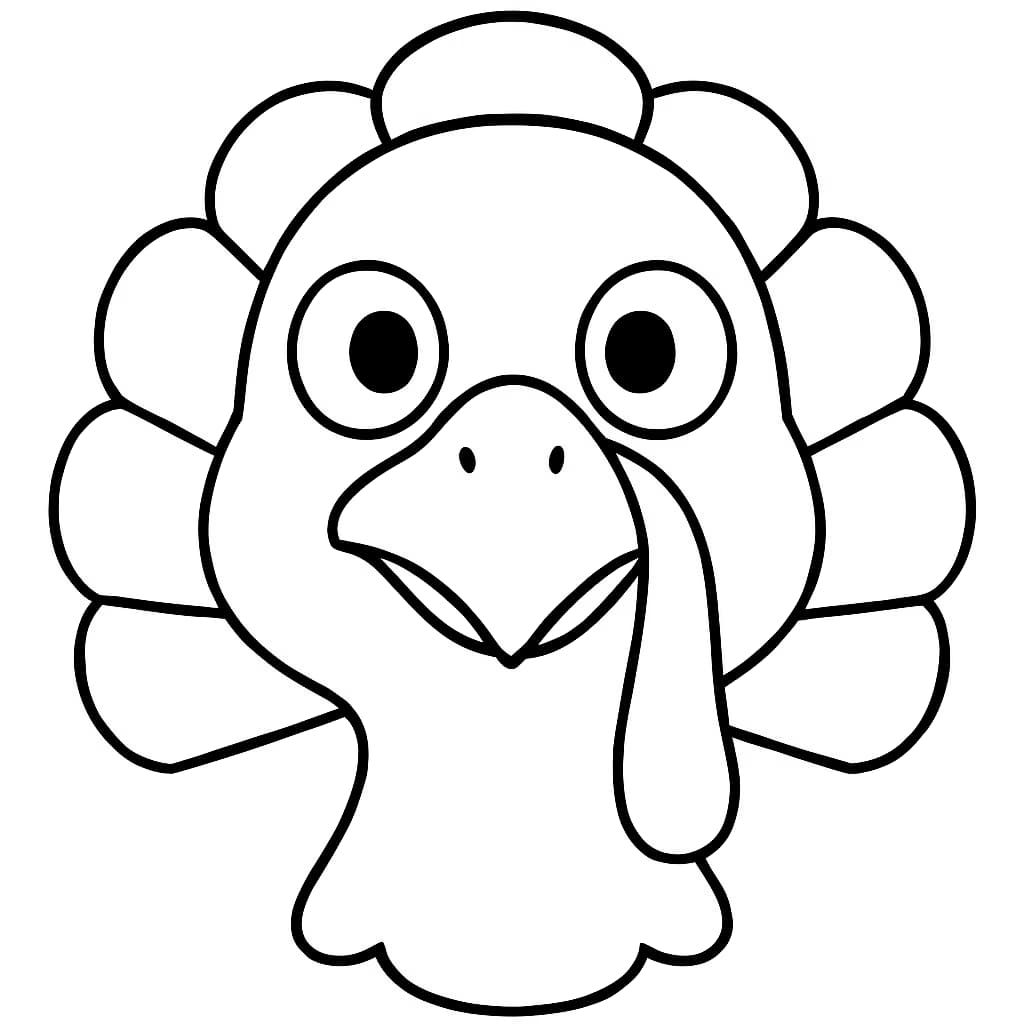 火雞涂色頁|幼兒簡易火雞臉涂色圖打印