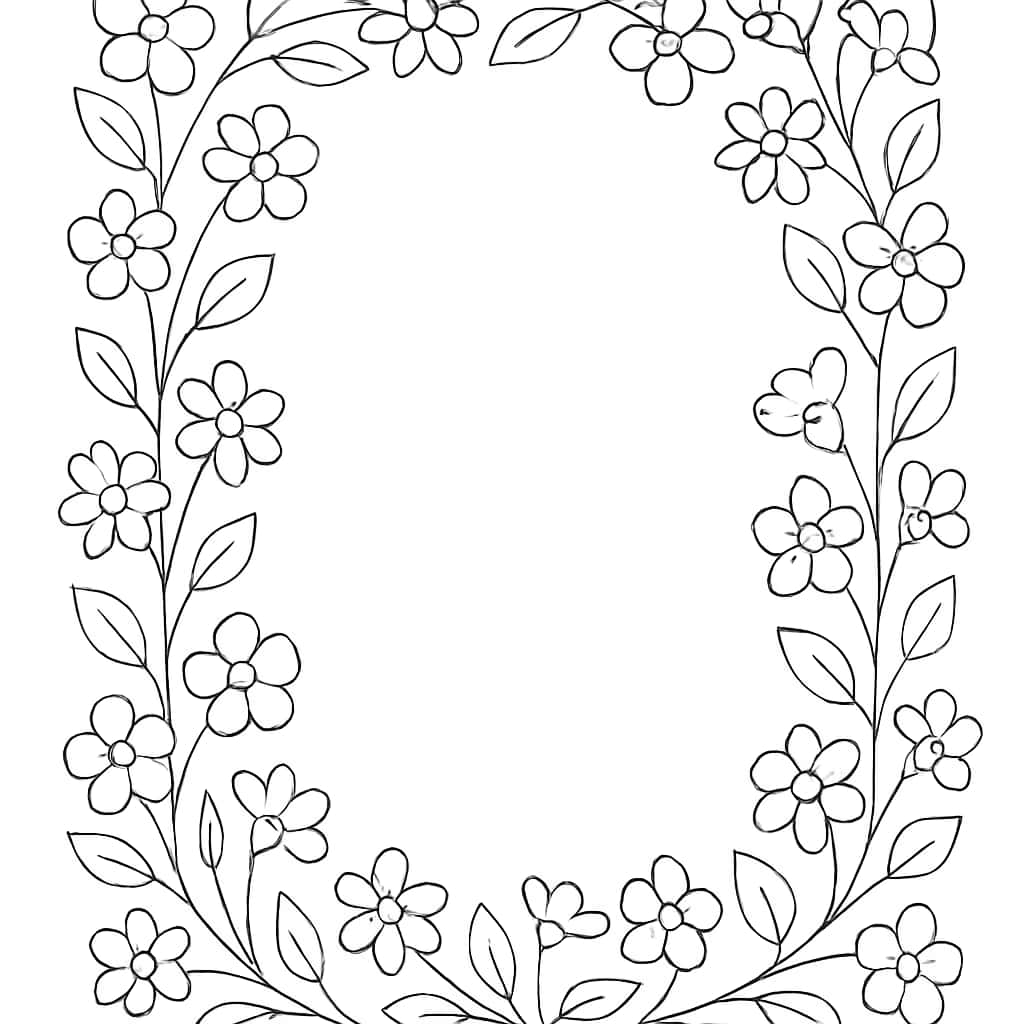 花卉涂色页:基础花边