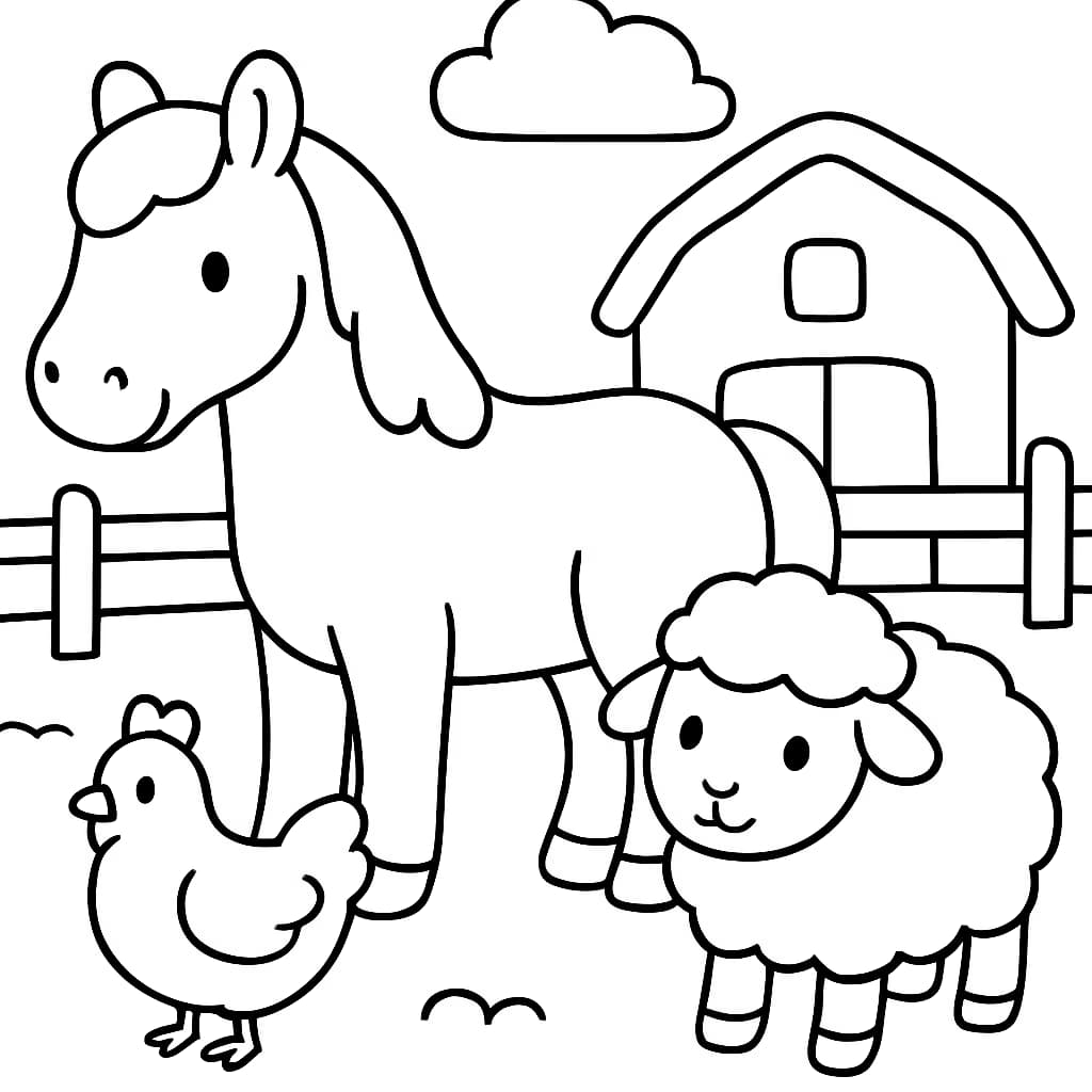 马匹涂色页及农场好朋友 | 儿童专属打印线稿