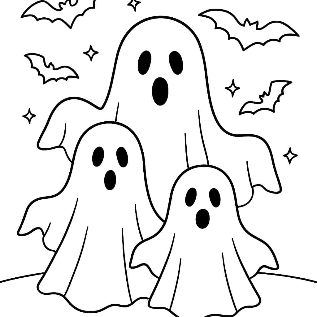 Ghost Coloring Pages - Ghost Family Printable