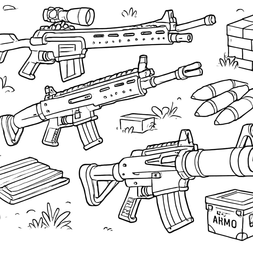 Fortnite раскраски - легендарное оружие