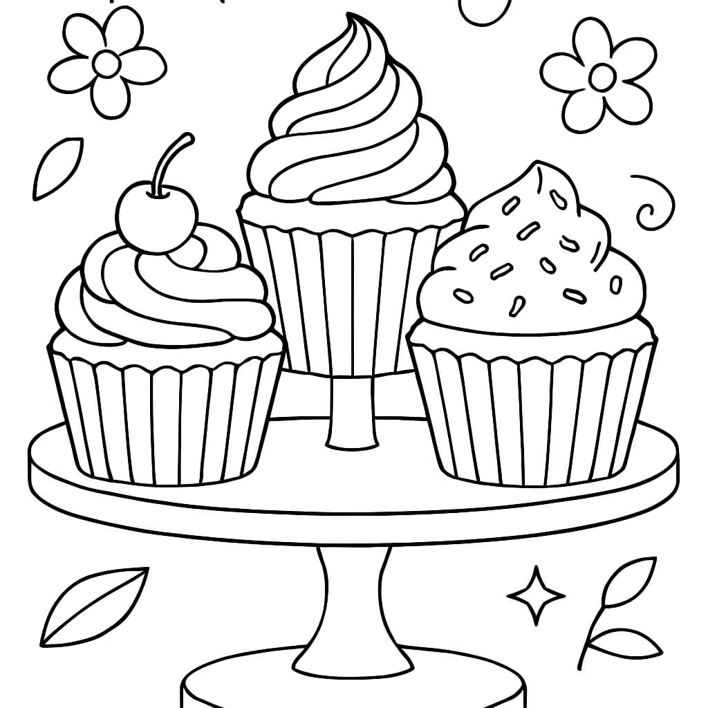 杯子蛋糕涂色页:展示架主题