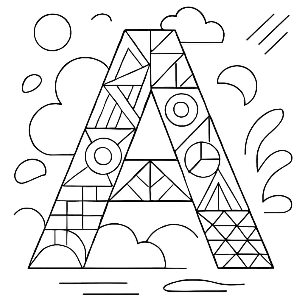 Letter A Coloring Pages - Artistic Patterns for Teens