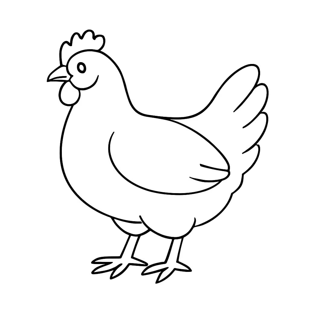 Farm Coloring Pages – Farm Chicken Portrait Coloring Page for Toddlers
