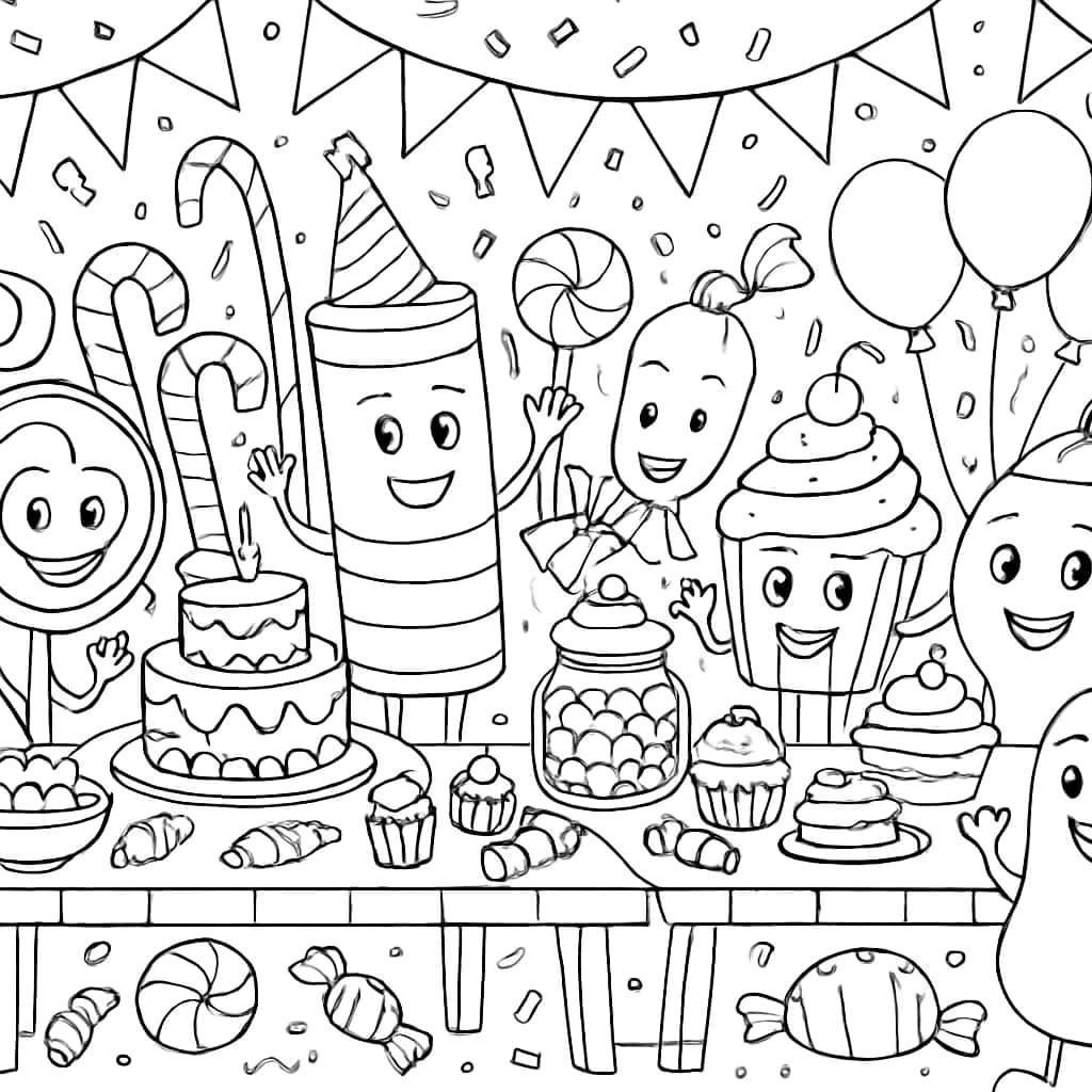 Pages de coloriage sur le thème des bonbons