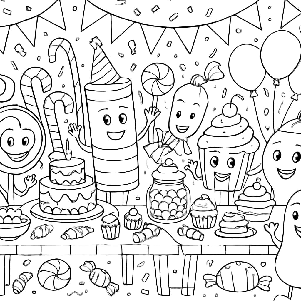 Pages de coloriage sur le thème des bonbons