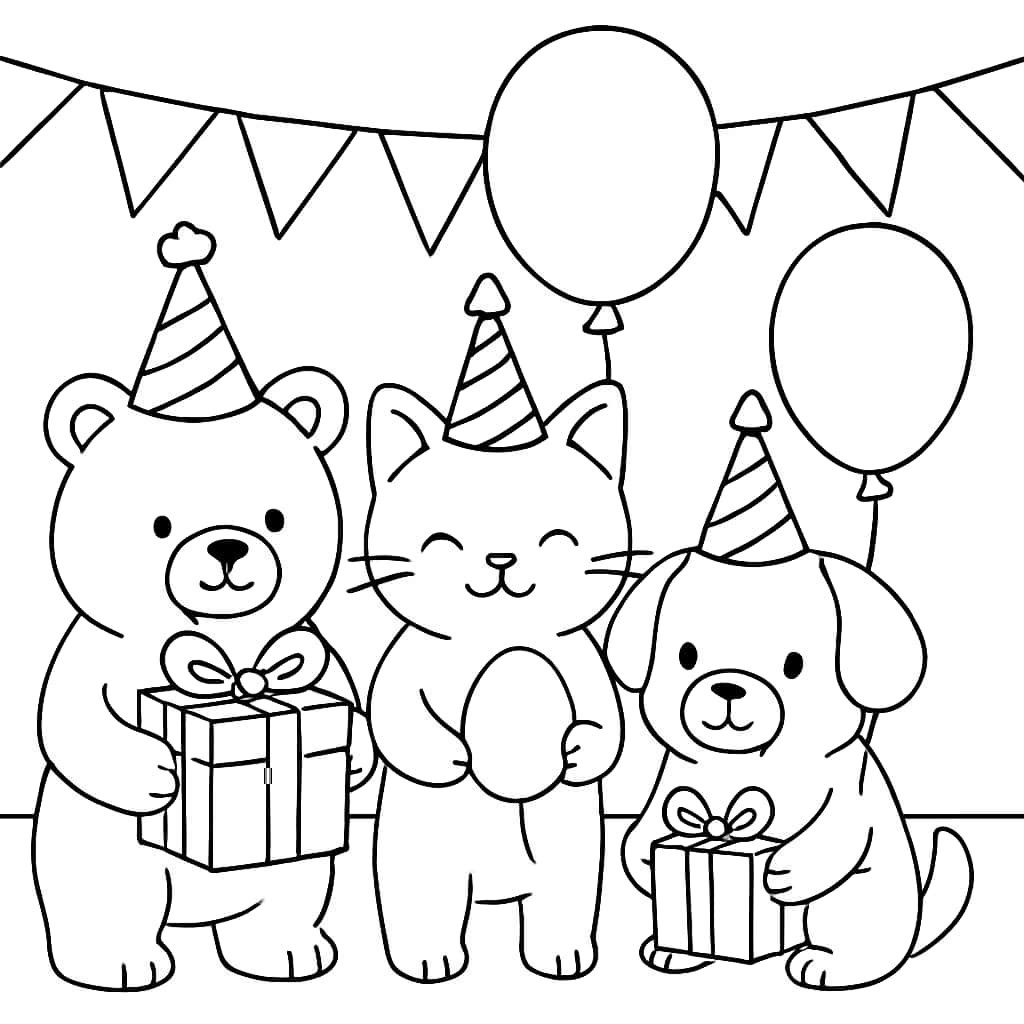 Página de colorear feliz cumpleaños