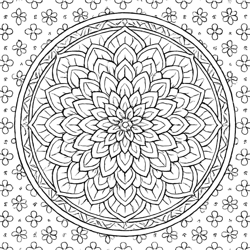 Мандала для раскрашивания — цветочный сложный узор