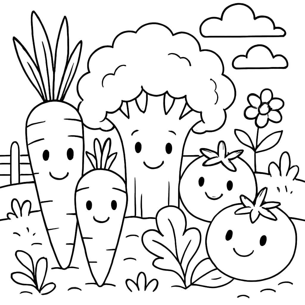 Pages de coloriage de légumes