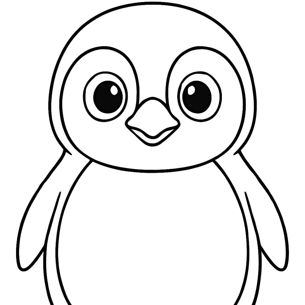 企鵝涂色頁|簡單企鵝臉部特寫線稿適合幼兒