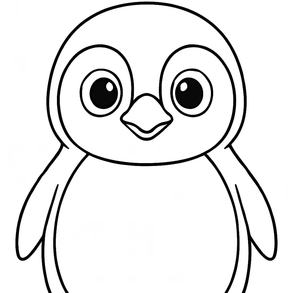 企鵝涂色頁|簡單企鵝臉部特寫線稿適合幼兒