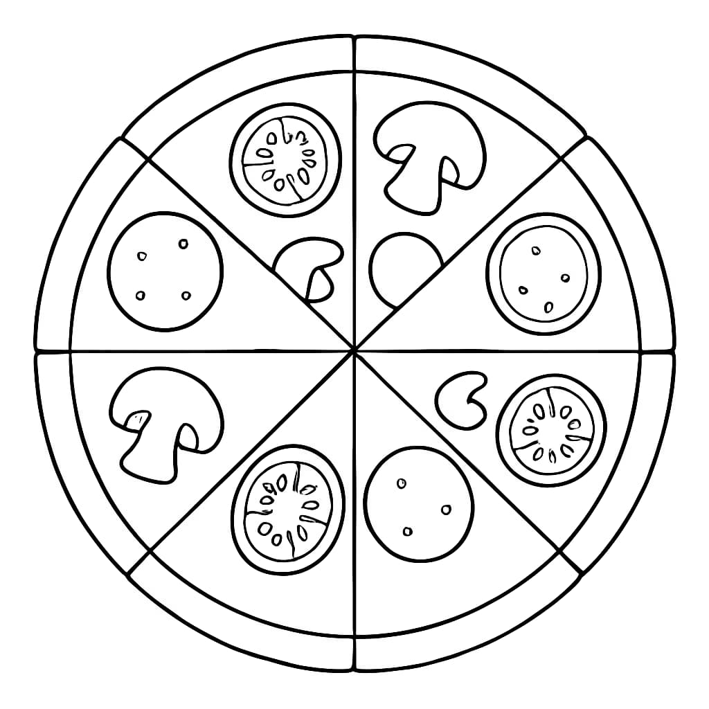 Pages de coloriage pizza – Pizza entière facile pour tout-petits
