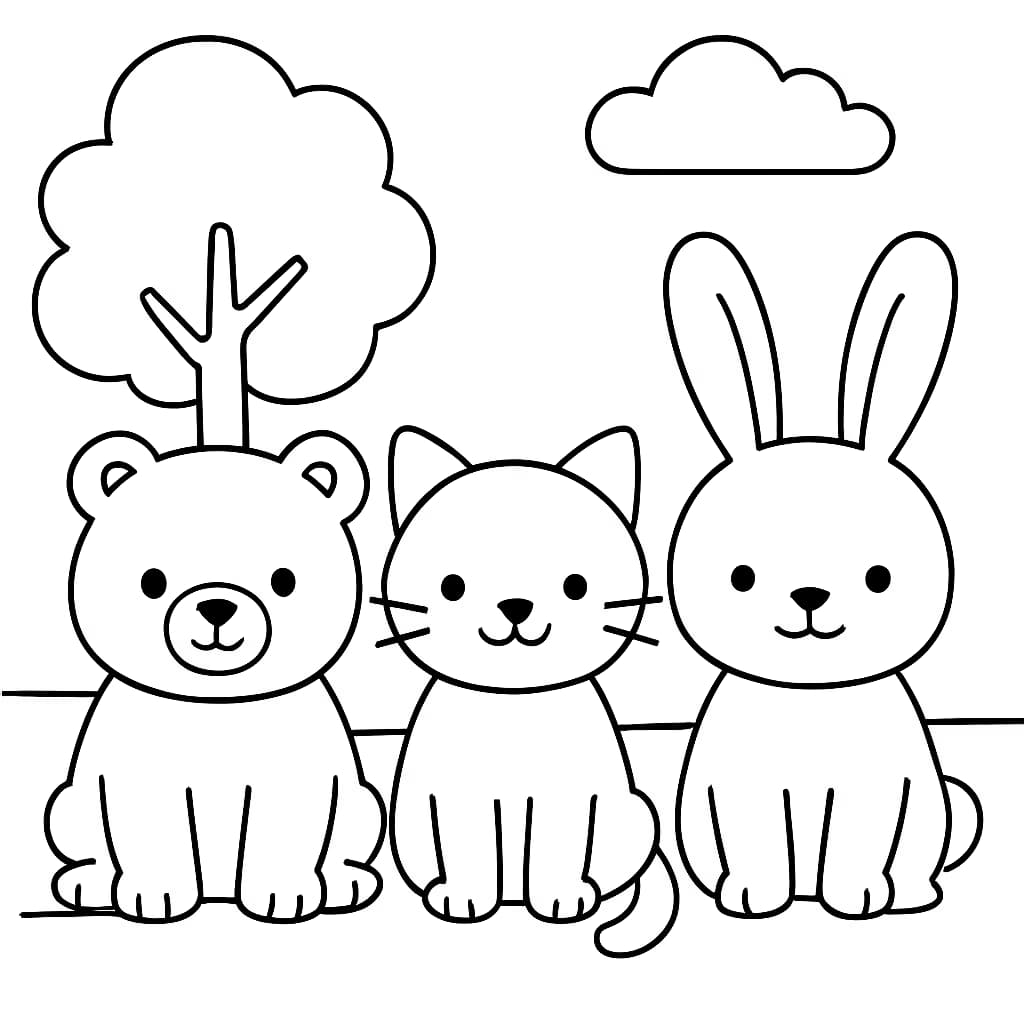 Pages de coloriage esthétiques : groupe d’animaux