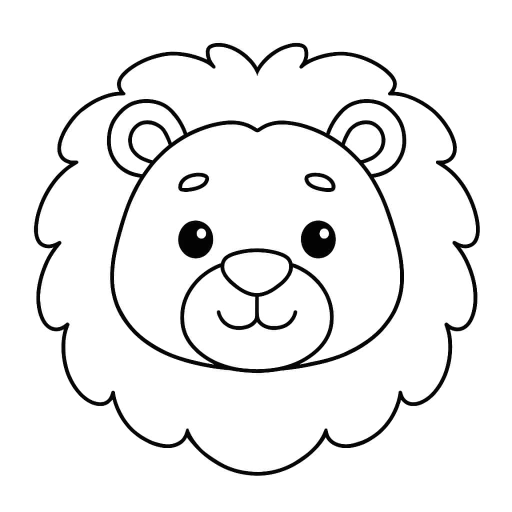 Páginas para colorear de animales: Cara de león adorable