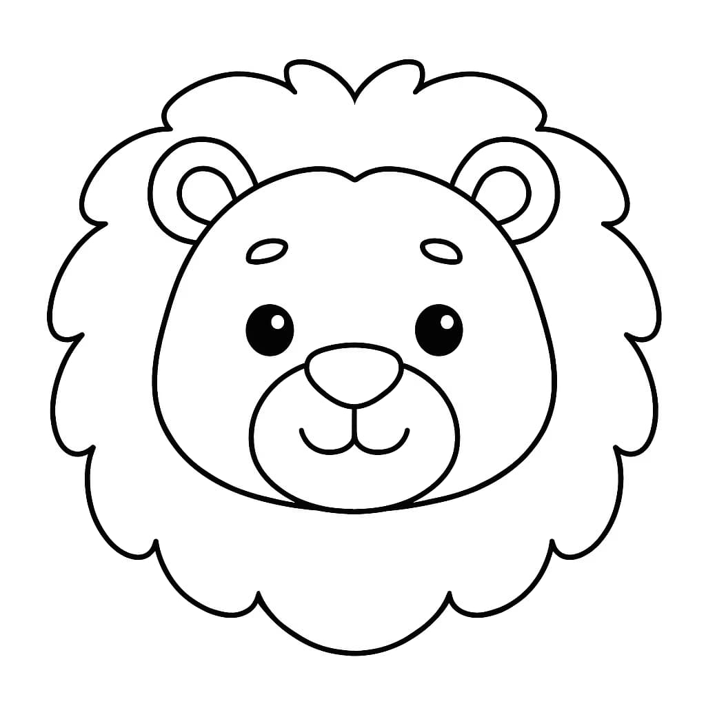 Páginas para colorear de animales: Cara de león adorable