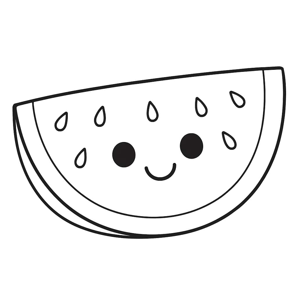 夏日涂色页:开心西瓜切片