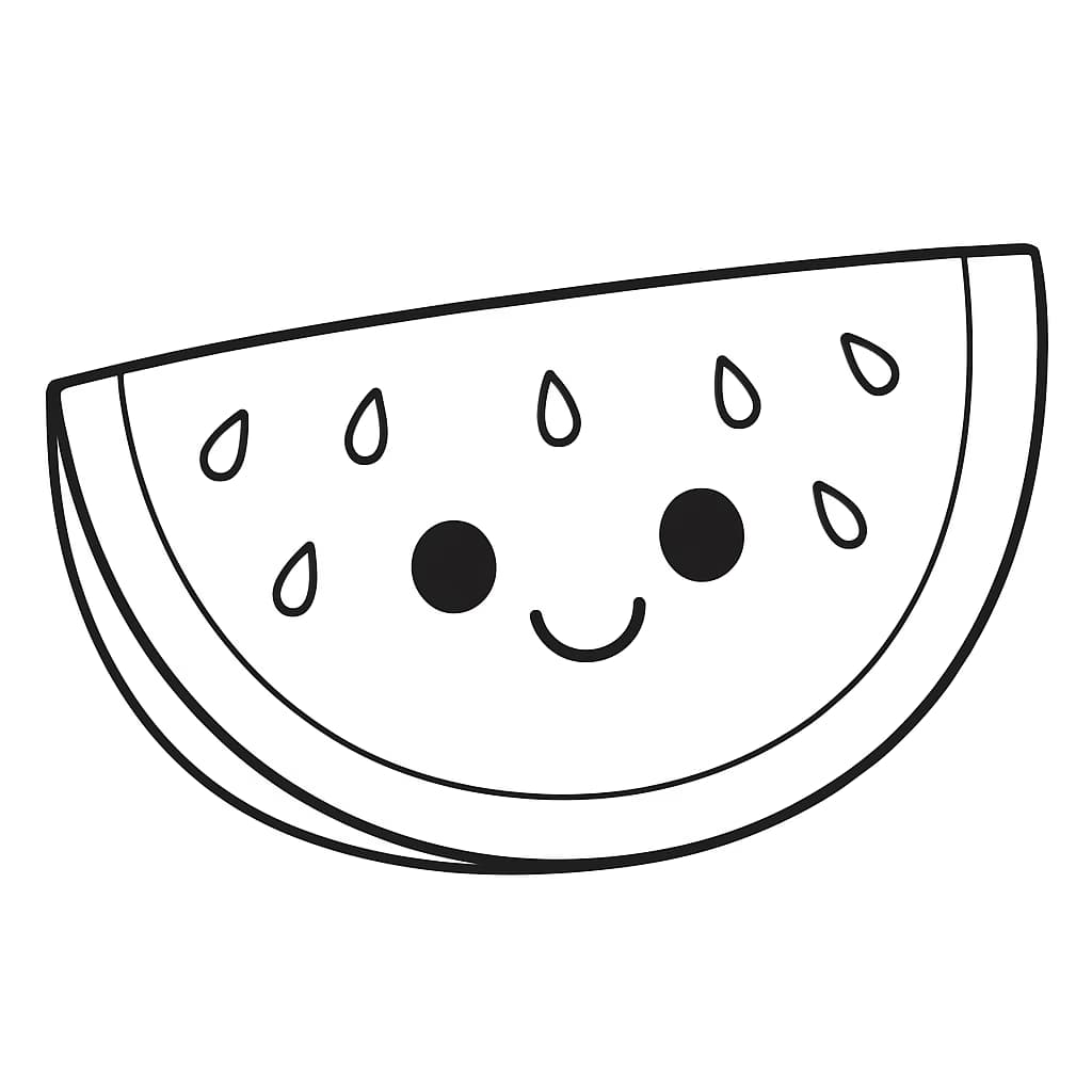 夏日涂色页:开心西瓜切片