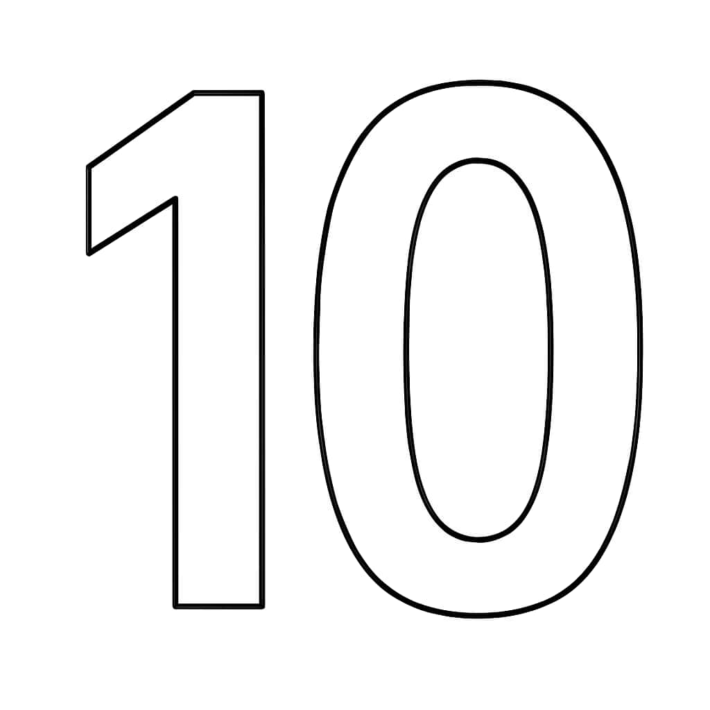 數字涂色頁:簡單數字十線稿(適合幼兒)