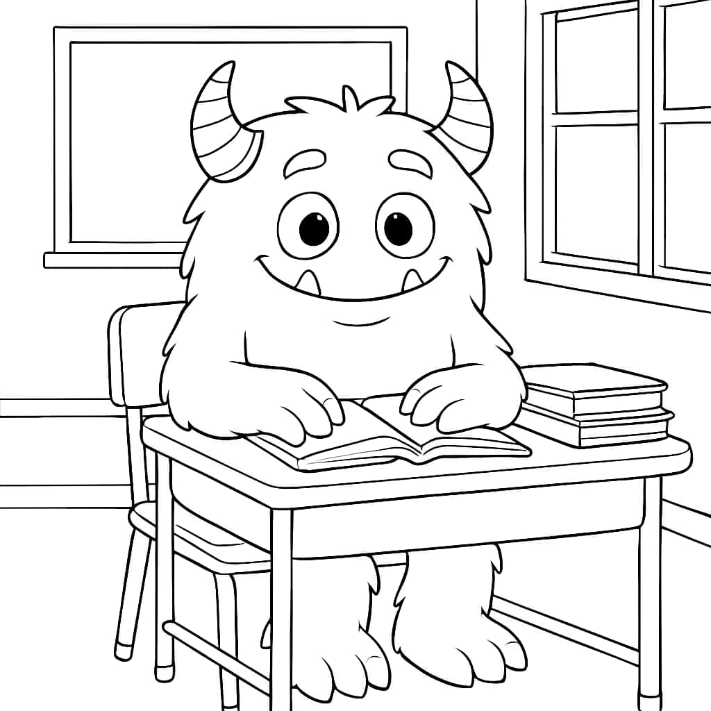 Monster Coloring Pages - Monster at School