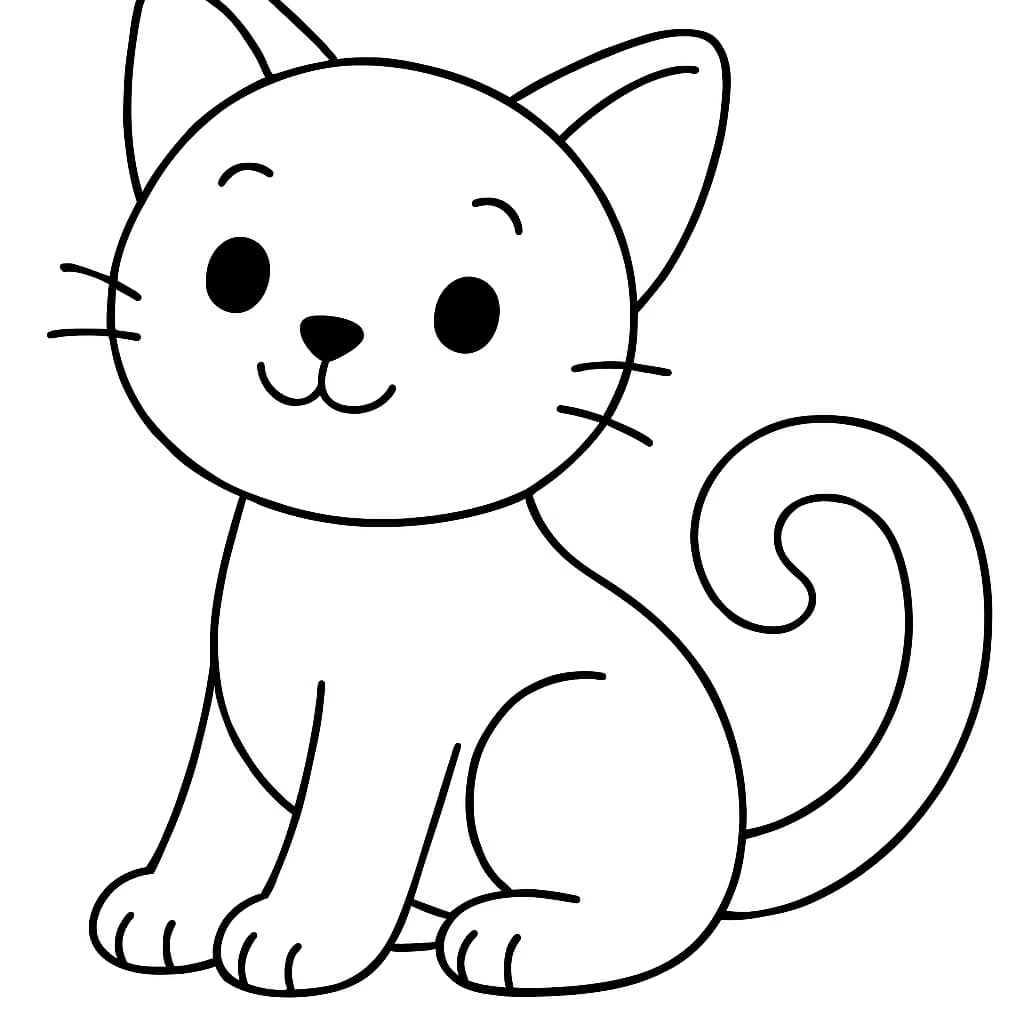 Páginas para colorear de animales: Gatito juguetón