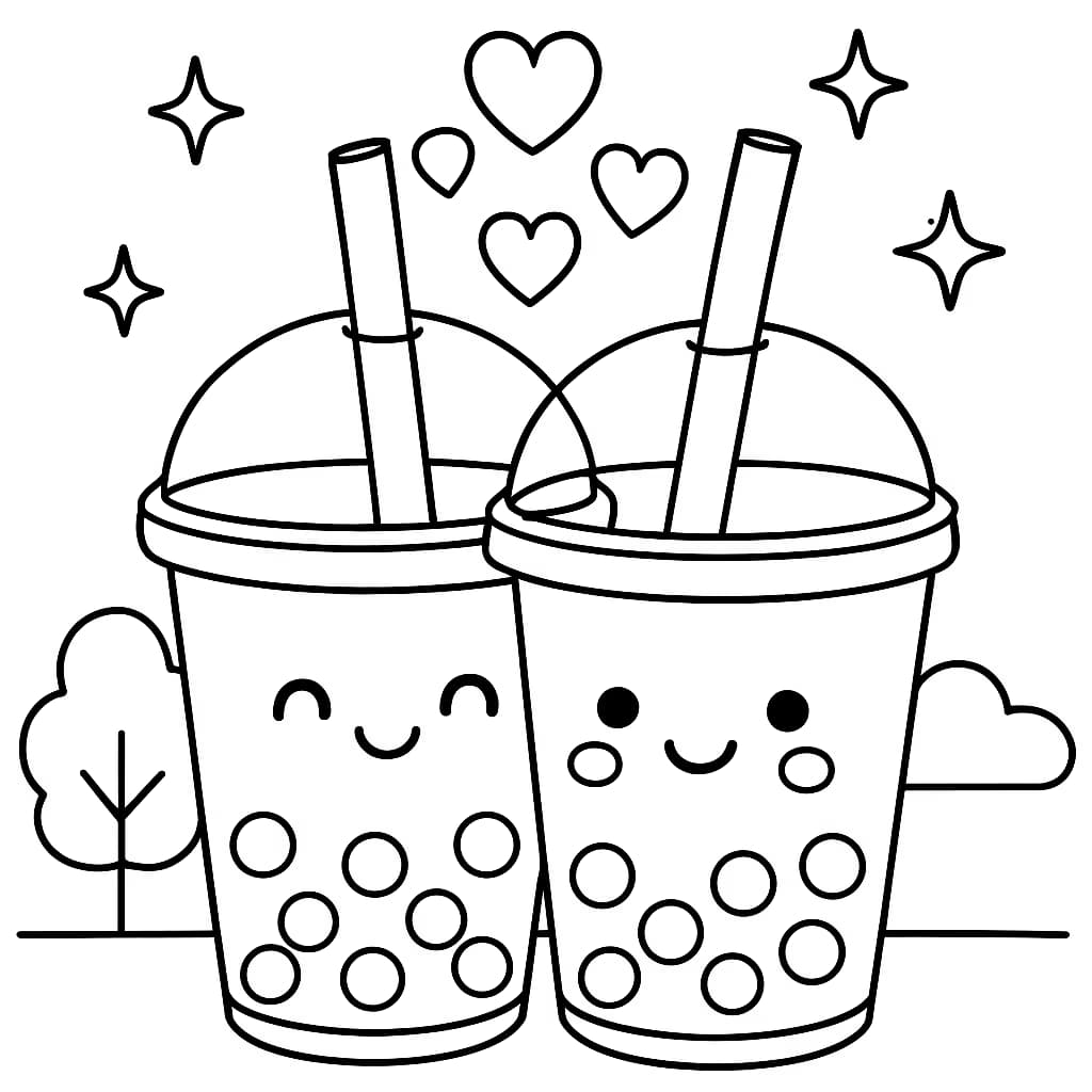 Boba Coloring Pages para Crianças – Amigos Felizes