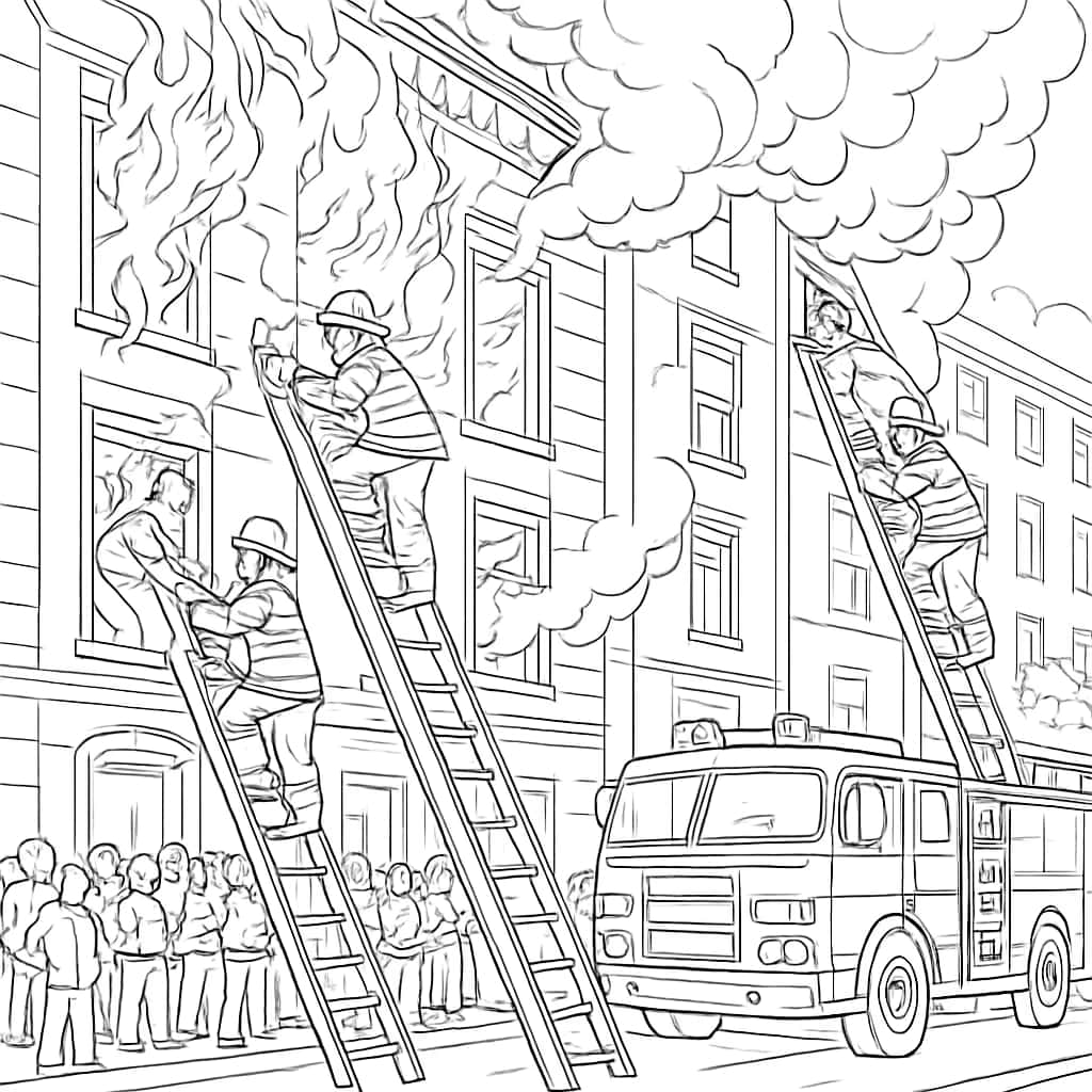消防员涂色页:救援行动