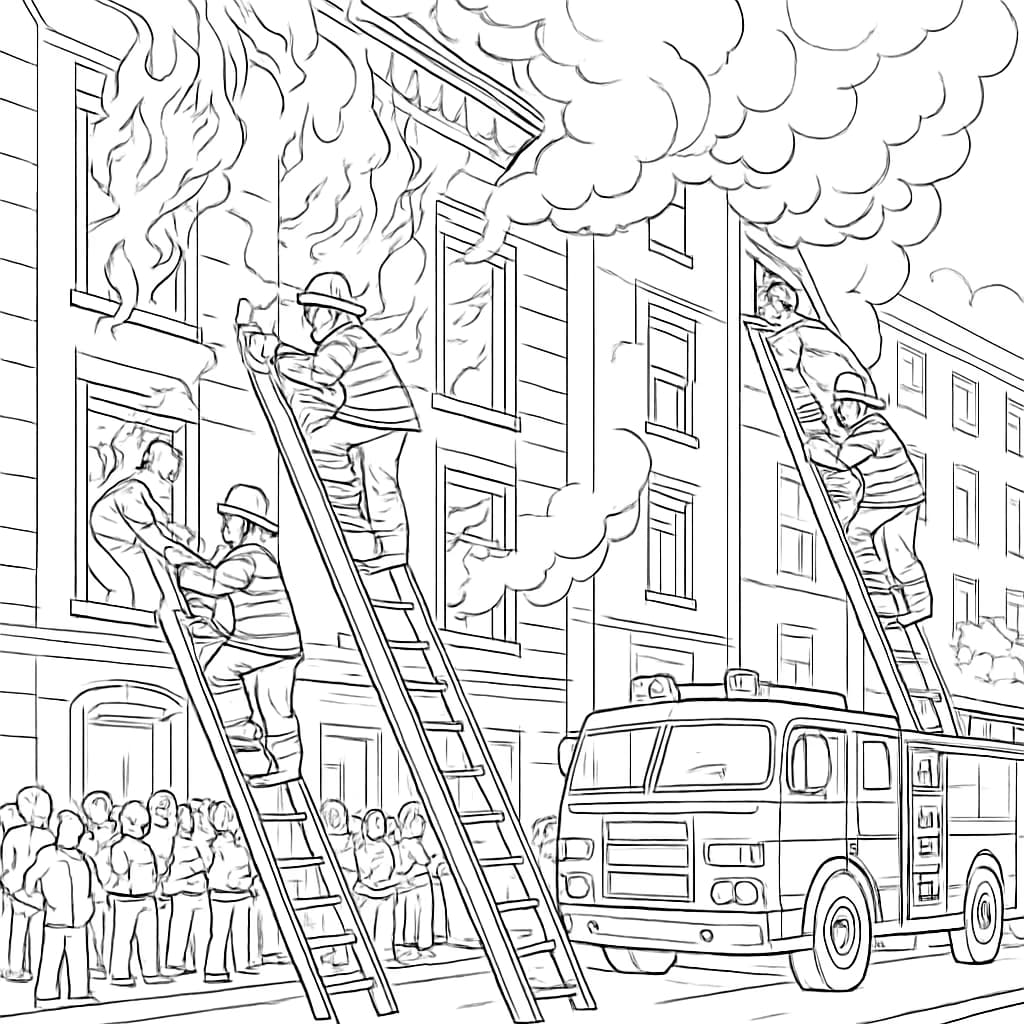 消防员涂色页:救援行动