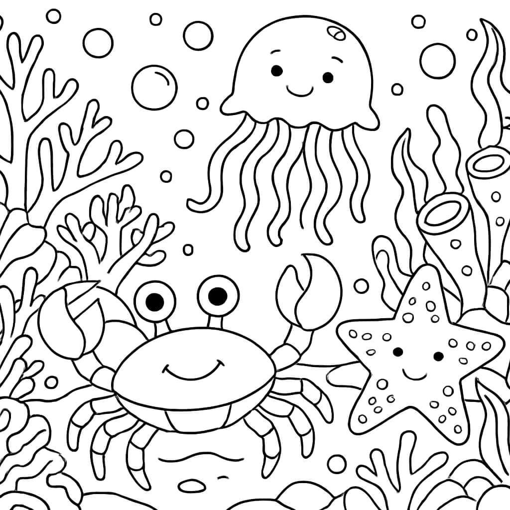 Ocean Animals Coloring Pages - Ocean Animals Party