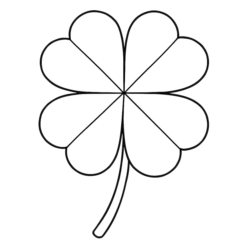 Four Leaf Clover Coloring Pages for Toddlers - Simple Four Leaf Clover
